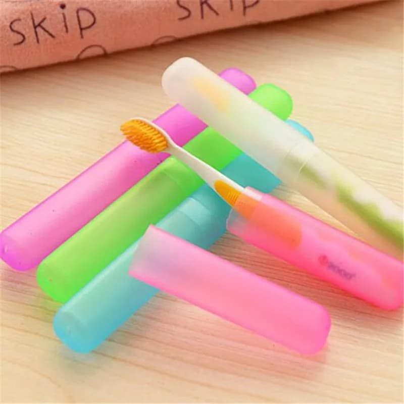 Set di scatole per spazzolino portatili da viaggio, copertura protettiva per testina per spazzolino color caramello, scatola di immagazzinaggio per apparecchi dentali antipolvere