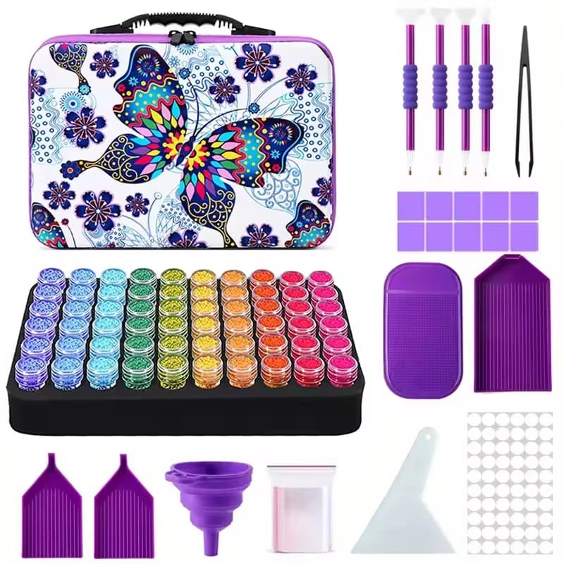 Contenitore portaoggetti multi-stile con 80 scomparti per kit di pittura con diamanti, scatola portaoggetti per diamond art, ottimo regalo per gli amanti della pittura con diamanti