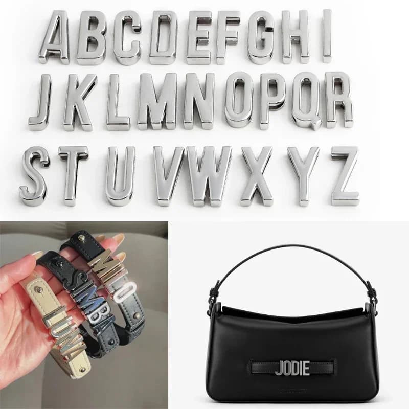 5 pcs wallet cell phone case metal keychain with letters perforated accessories chain bracelet to neck sliding letter diy