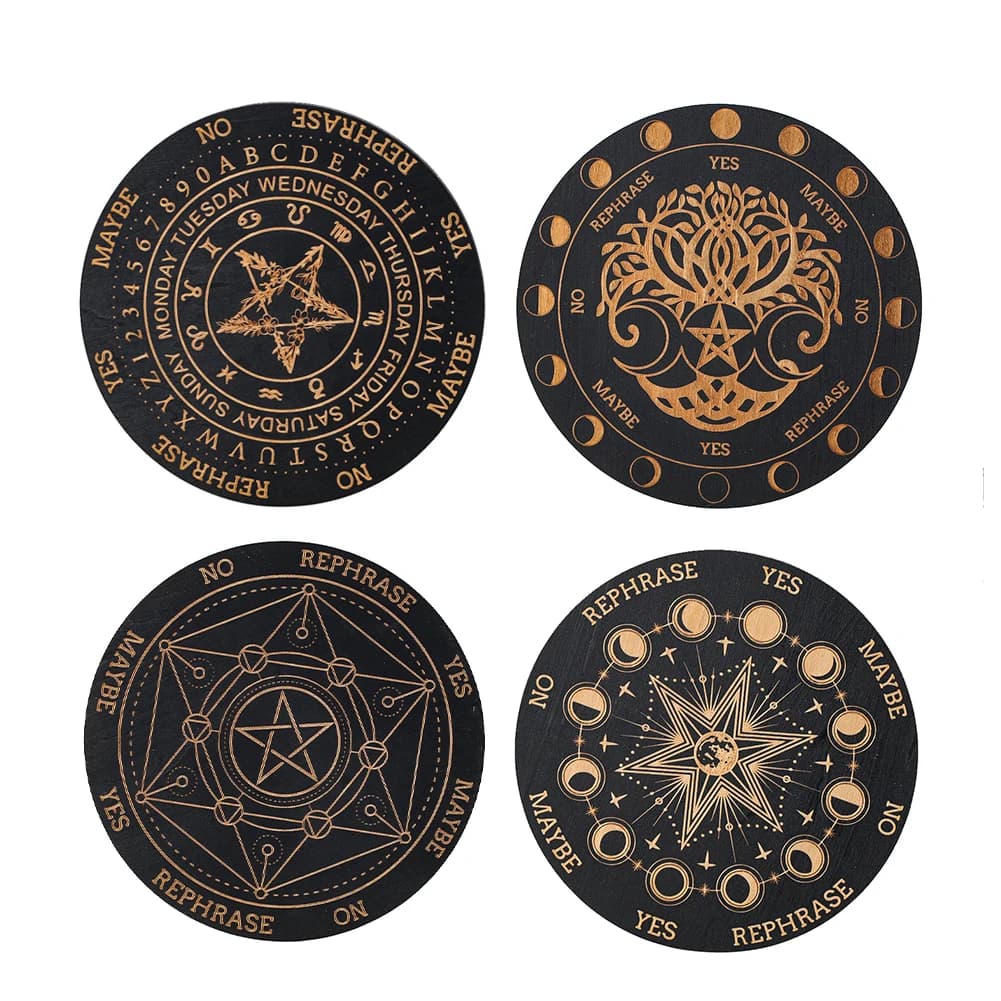 Lavagna nera in legno Lavagna per sì o nessuna decisione Materiale a pendolo spirituale Piastra espositiva in cristallo Ornamento da tavolo multifunzionale