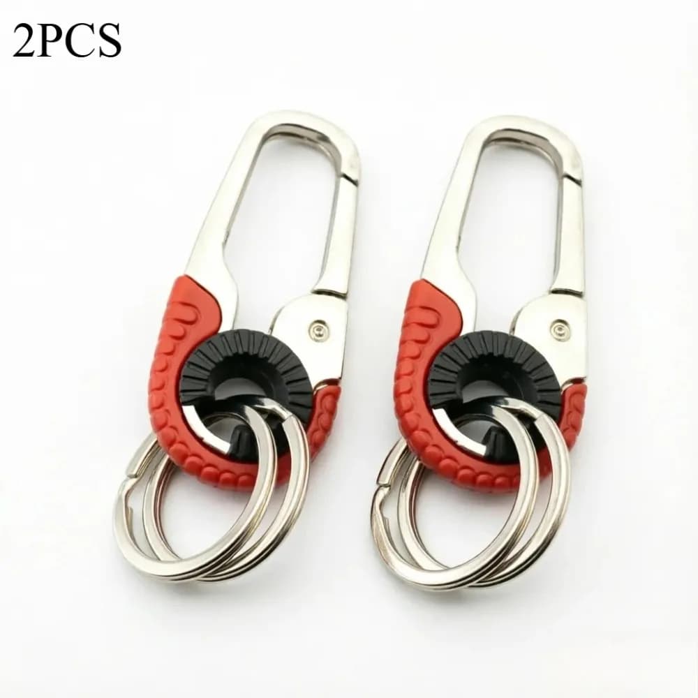 Stainless Steel Keychain with Moschettone, Double Belt Ring, Customizable, Auto Creative