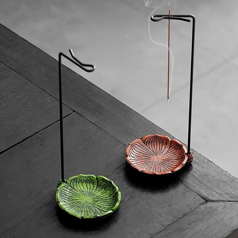 Appendere il supporto per bastoncini di incenso capovolto Bruciatore di incenso Porta bastoncini Piastra di linea Base a spirale in legno di sandalo Studios Decorazione della casa Regalo