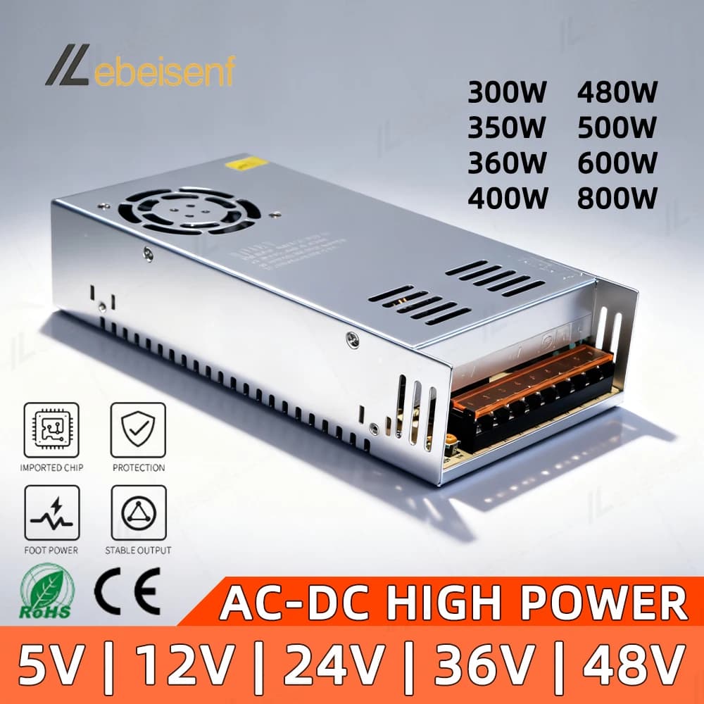 Trasformatore di alimentazione switching AC DC 5V 12V 24V 36V 48V 300W 350W 360W 400W 480W 500W 600 800W per motore stampante 3D CCTV LED
