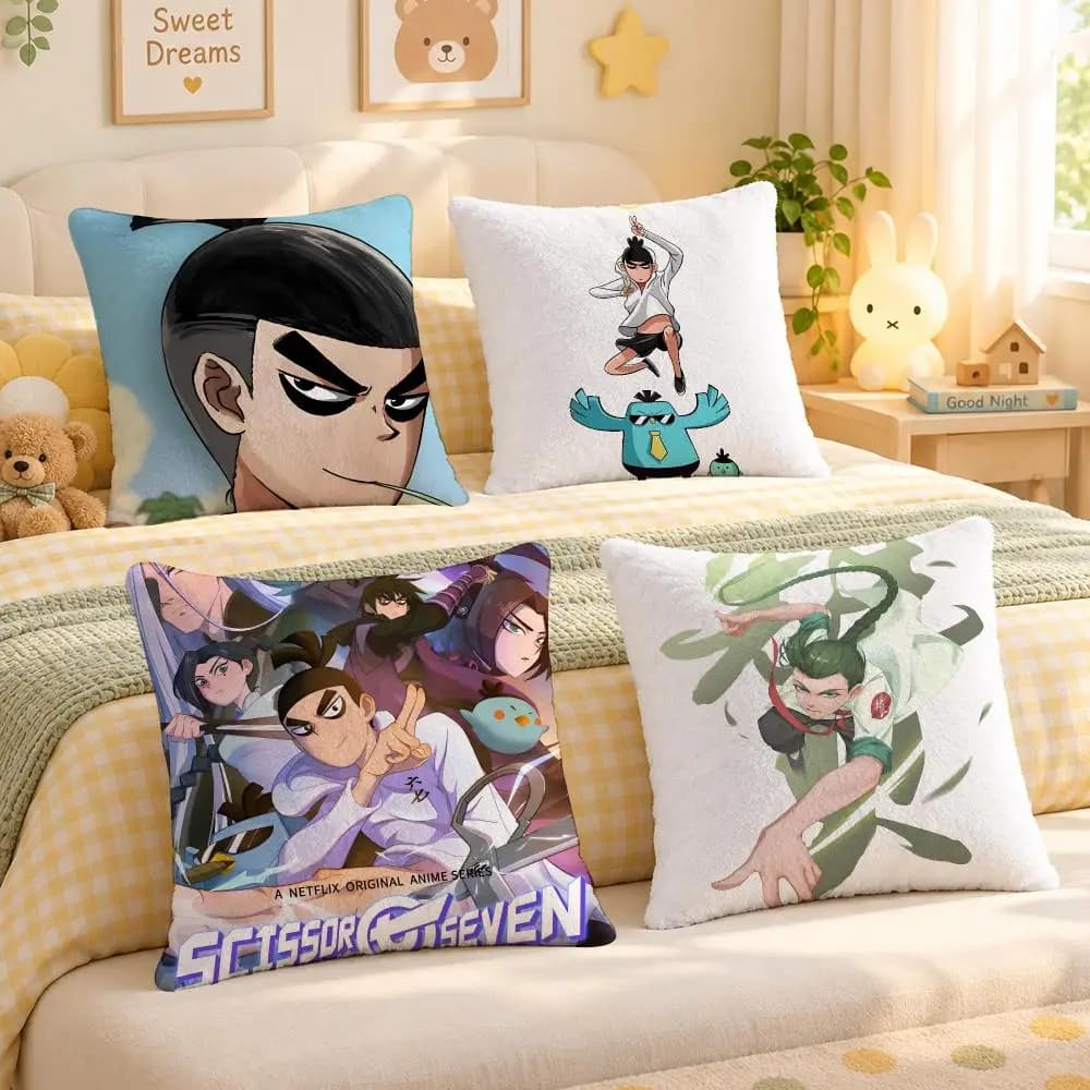 Anime Scissor Seven Action Cushion Cover Personalized Soft Plush Pillow Living Room Home Sofa Bedroom Office Car Cushion