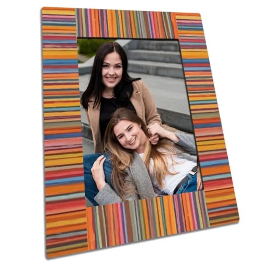 Retro Colorful Wooden Picture Frame For 5"X7" Photo - Ethnic Style Frame Tabletop Display, Christmas Gifts For Friends and Fami