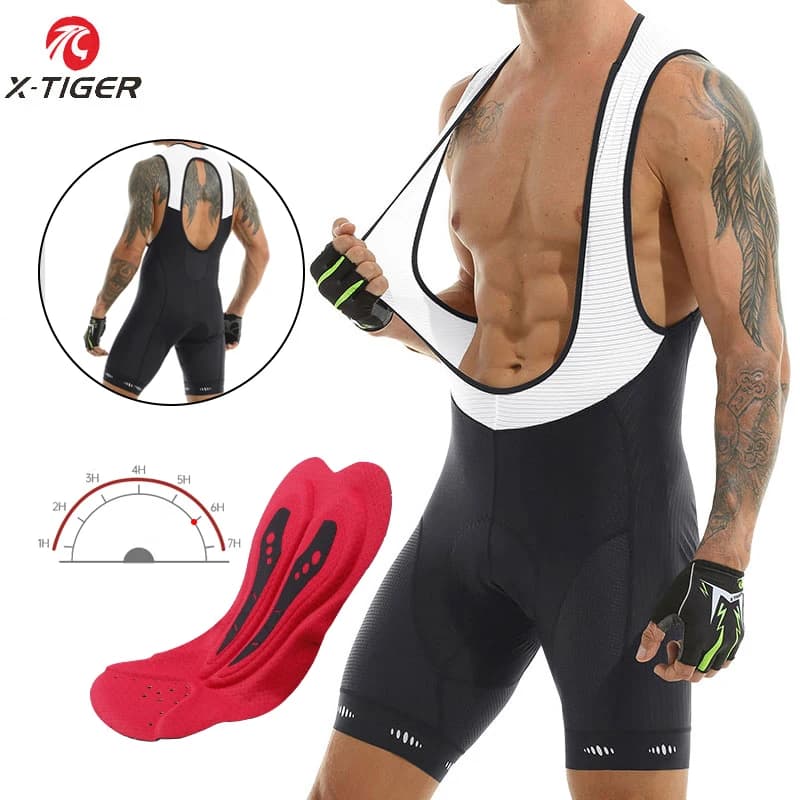 X-tiger cycling shorts with breathable men's padded bike shorts carved on the back and breathable cycling shorts Pro Licra men's Triathlon