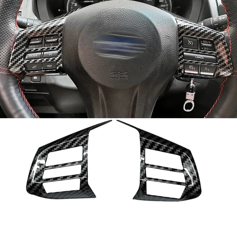 1 paio coperchio decorativo pulsante controllo volante automatico adatto per accessori Auto Subaru Forester 2013-2015 in fibra di carbonio