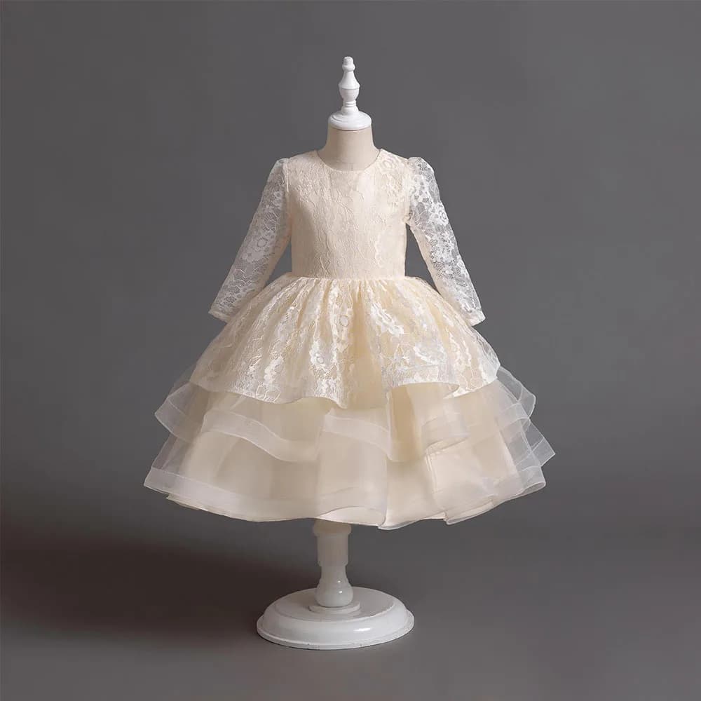 HETISO Ragazze Principessa Abiti in pizzo Neonati Bambini Fiore a strati Matrimonio Compleanno Festa Abito da ballo Abiti per bambini per 4-10 anni