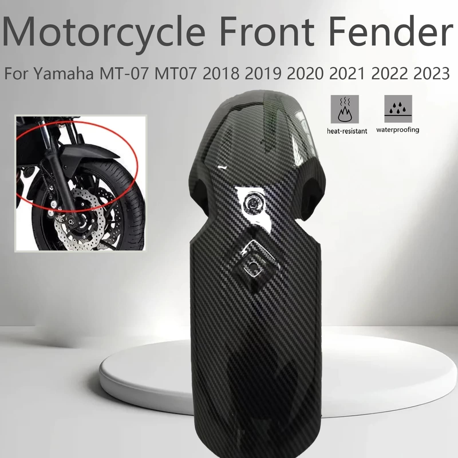 Parafango Anteriore per Moto Yamaha MT-07 MT07 2018 2019 2020 2021 2022 2023, Protezione Antispruzzi e Copertura Parafango