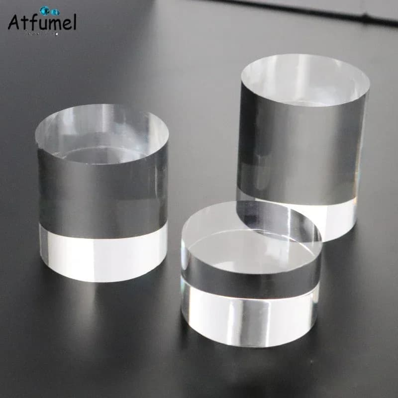 Anello cilindrico in acrilico Espositore per gioielli Porta stampo per bambola Porta orecchini trasparente Supporto per fotografia cosmetica Blocco per bambole