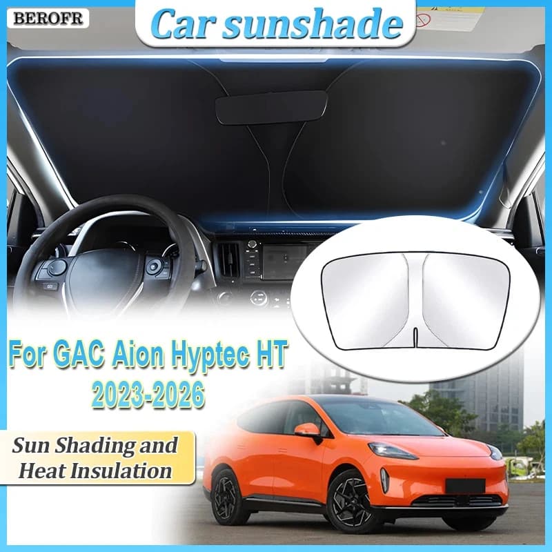 Anti-UV For GAC Aion Hyptec HT 2023 2024 2025 2026 Car Covers Sun Protection Steel Ring Front Windshield Sunshade Accessories