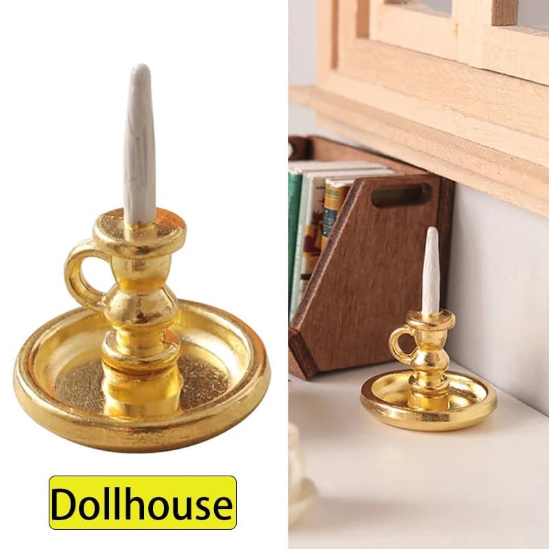 1:12 Miniature Doll House Candle Holder Model Home Decorations Children Imitation Games Doll Home Accessories Toy