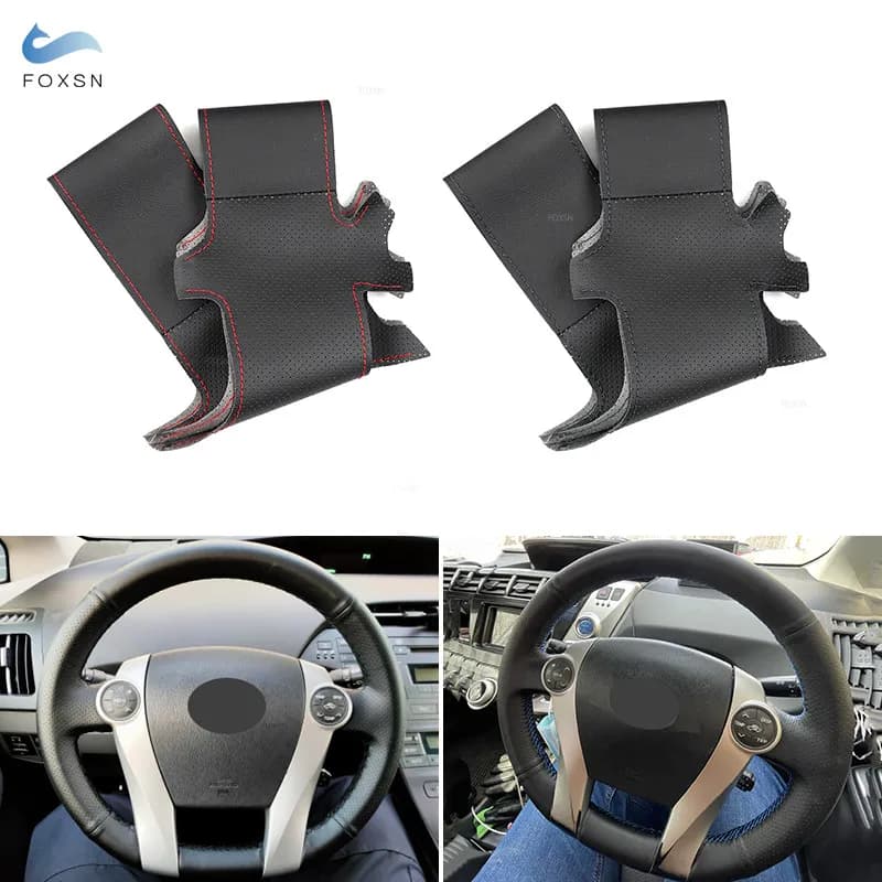 Trecce sul Volante Per Toyota Prius 30 XW30 2009-2015 Prius C US 2012-2017 Volante per auto Copertura in pelle microfibra
