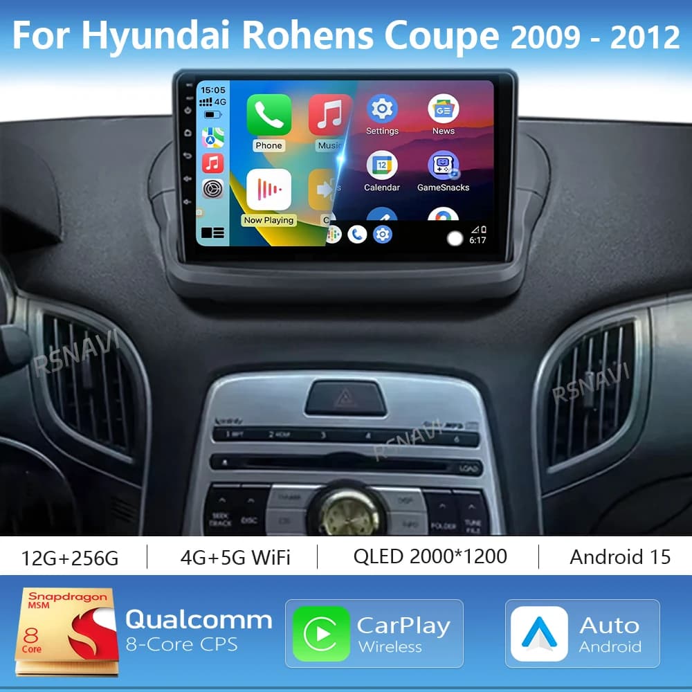 Android 15 Carplay Auto 2K Schermo Autoradio BT Lettore Multimediale Per Hyundai Rohens Coupe 2009 - 2011 DSP Autoradio Stereo 2din