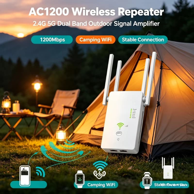 Wireless AC1200 1200Mbps Dual Band 5G 2.4G WiFi Repeater Signal Booster Router AP 802.11AC