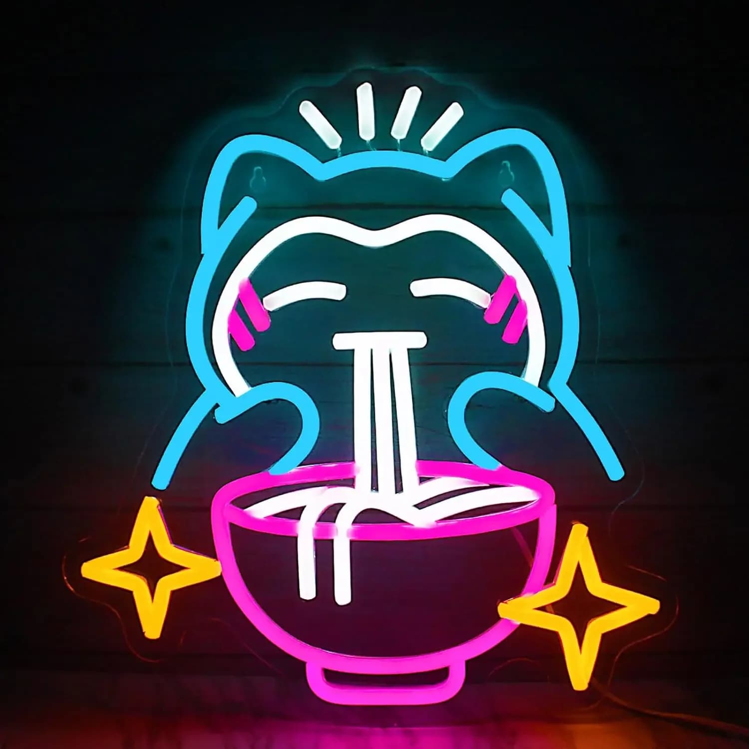 Ramen Neon Cute Bear Noodle dimmerabile USB Neon per ristorante Home Bar cucina ristorante Cafe giapponese Noodle Shop decorazione