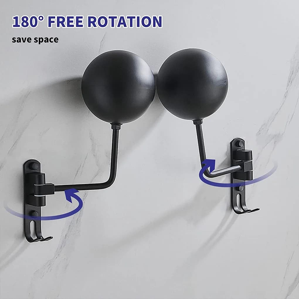 Bike helmet holder with wall mounting – 180 ° Rotation holder, helmet hook with hooks for coats/berretti/bici/baseball/ rugby helmets