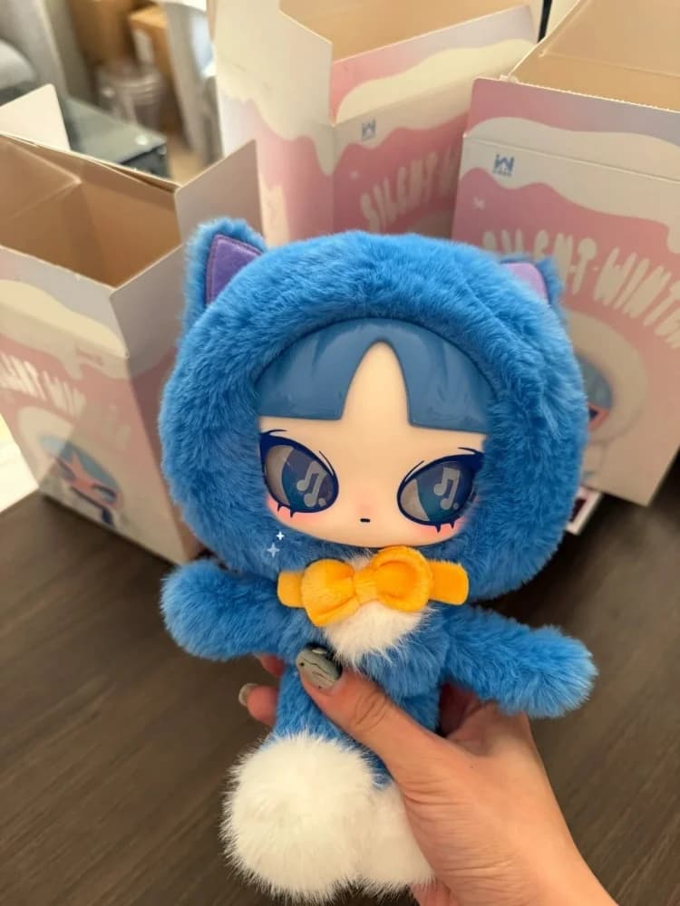 INN Silent Winter Plush Blind Box - Bambola di peluche con cappuccio e occhi scintillanti, simpatico animale da collezione, ornamento da scrivania, regalo per adulti