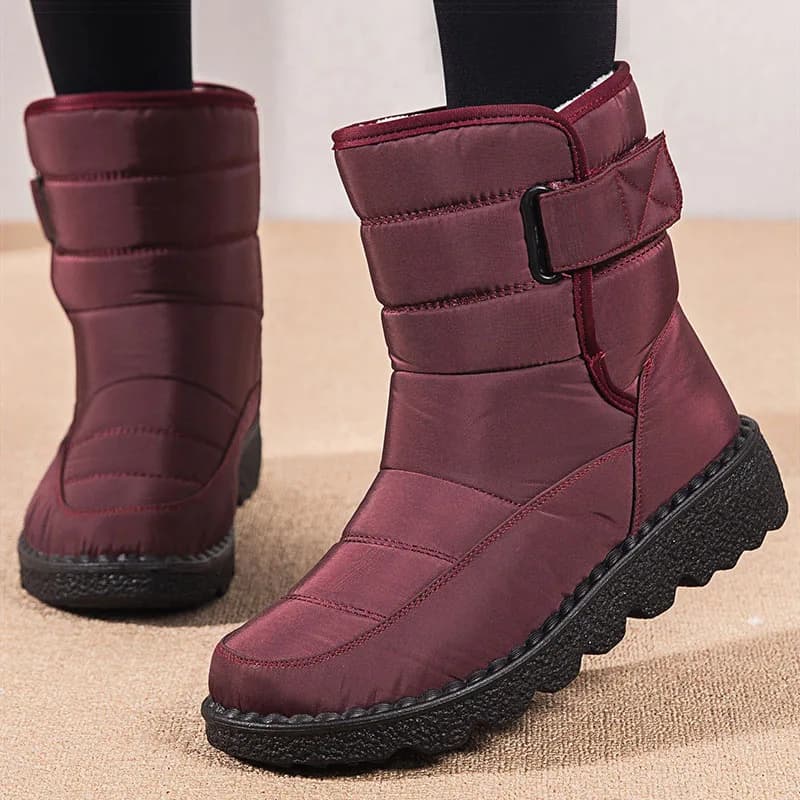 Stivali Donna Stivali invernali medi Stivali da neve stile coreano da donna Calzature in pelliccia Scarpe invernali Donna Tacchi bassi Combattimento Botas Mujer