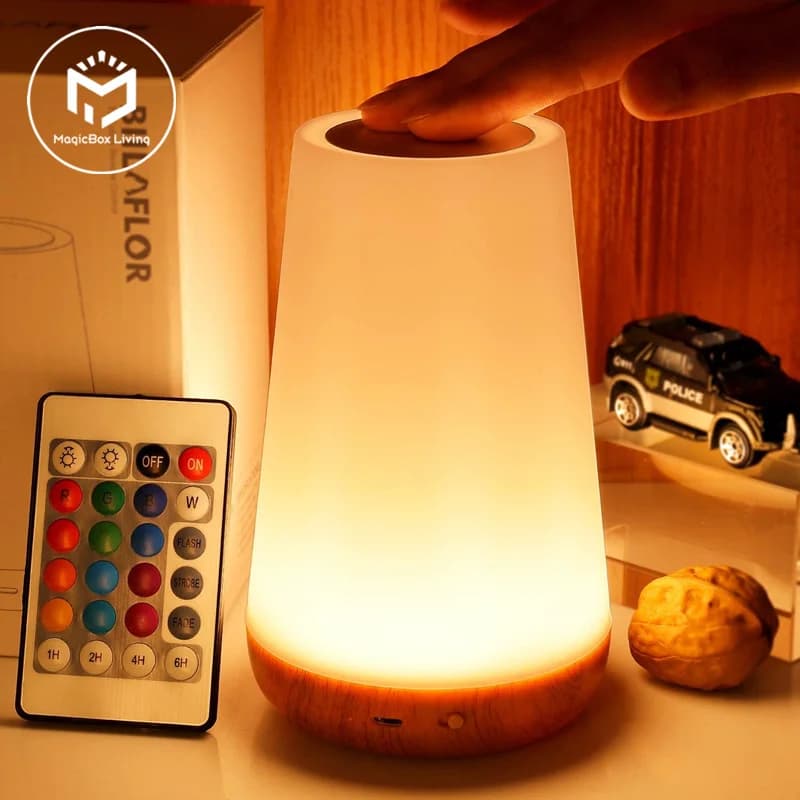 13 Colors Changing Night Light Remote Control RGB Dimmable Lamp Portable Table Lamp USB Rechargeable Night Lamp