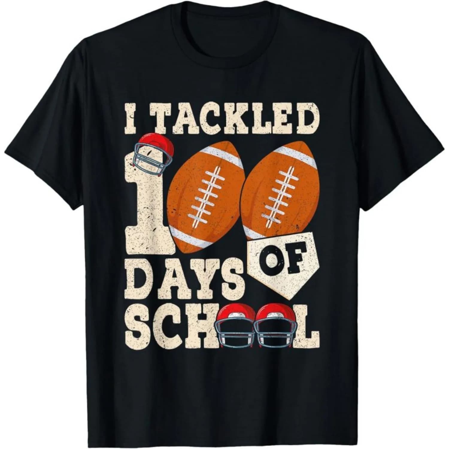 T-shirt grafica a maniche corte nera per bambini, T-shirt da calcio per il 100° giorno di scuola per ragazzi