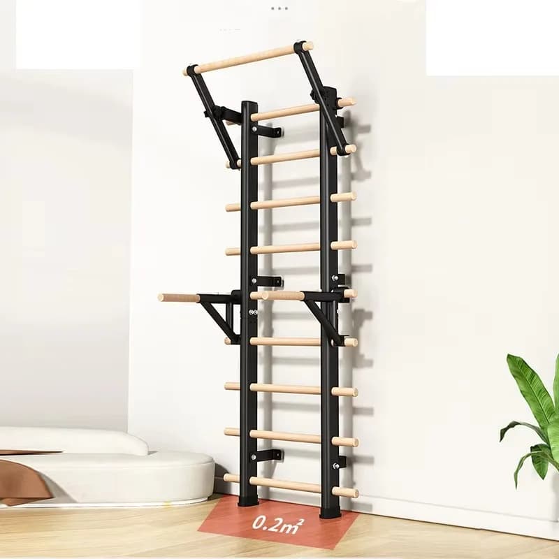Barra per trazioni in legno, Scala svedese, Scala di sospensione in legno per Palestra, Pilates, Studio Yoga