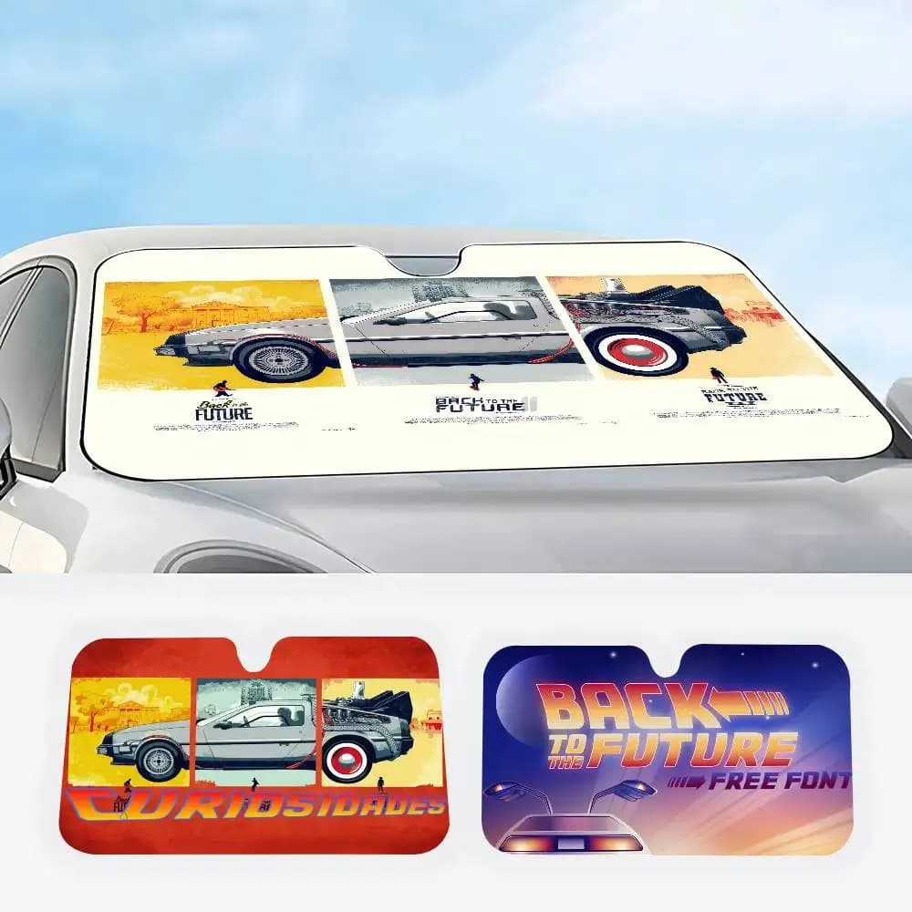 Pellicole per Finestrini Auto con Disegni Animati, Parasole Riscaldato per Parabrezza, Protezione Solare per Auto, Tema Ritorno al Futuro e Vari Anime