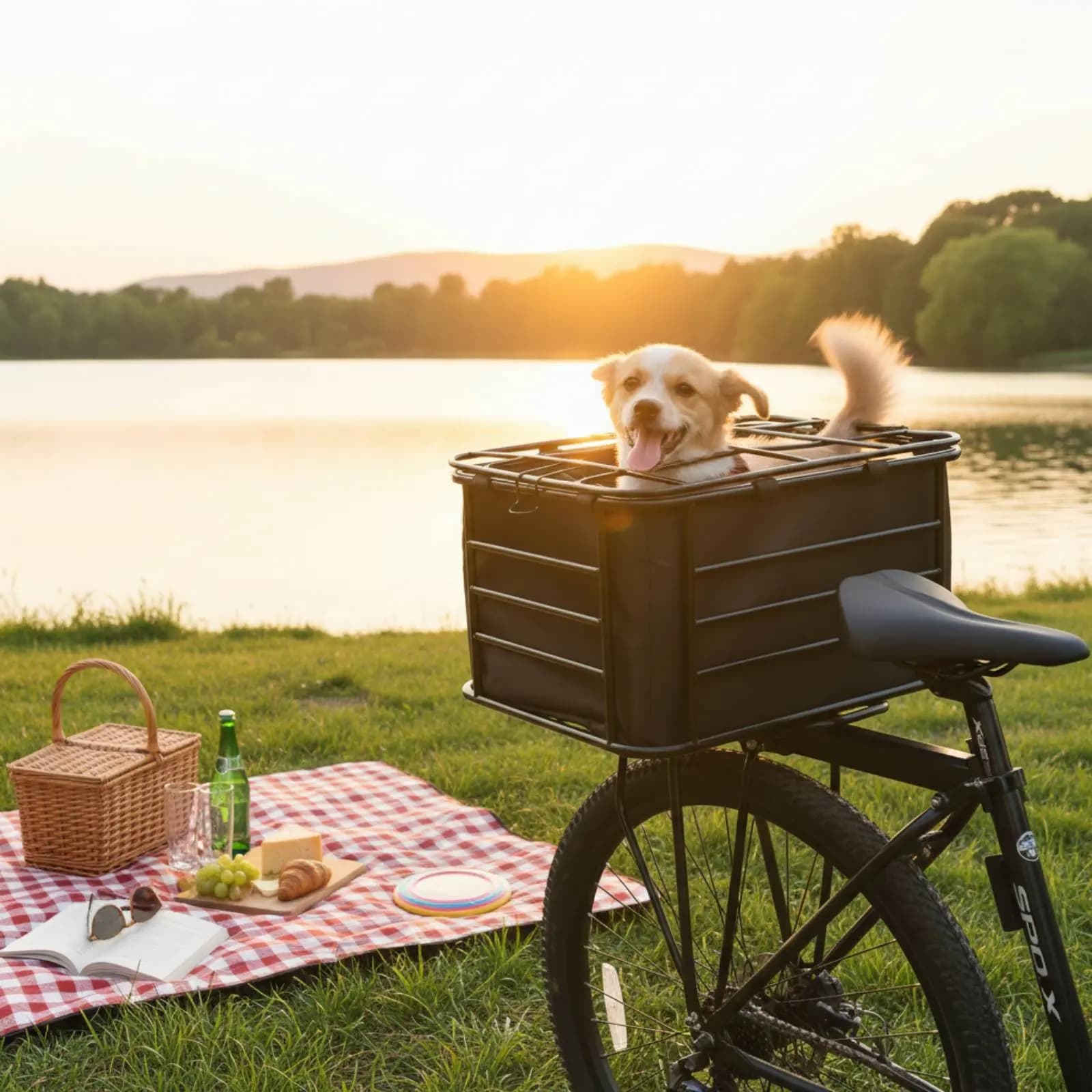Cestino Porta Cani da Bici, Robusto Trasportino per Animali Domestici, Cesto Posteriore per Bicicletta, Design Pieghevole Versatile per lo Shopping