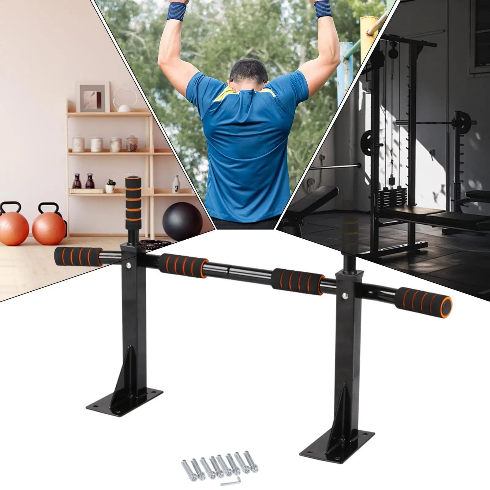 Fitness immersion support for wall mounted dive station with traction bar for indoor exercises for home gym body training