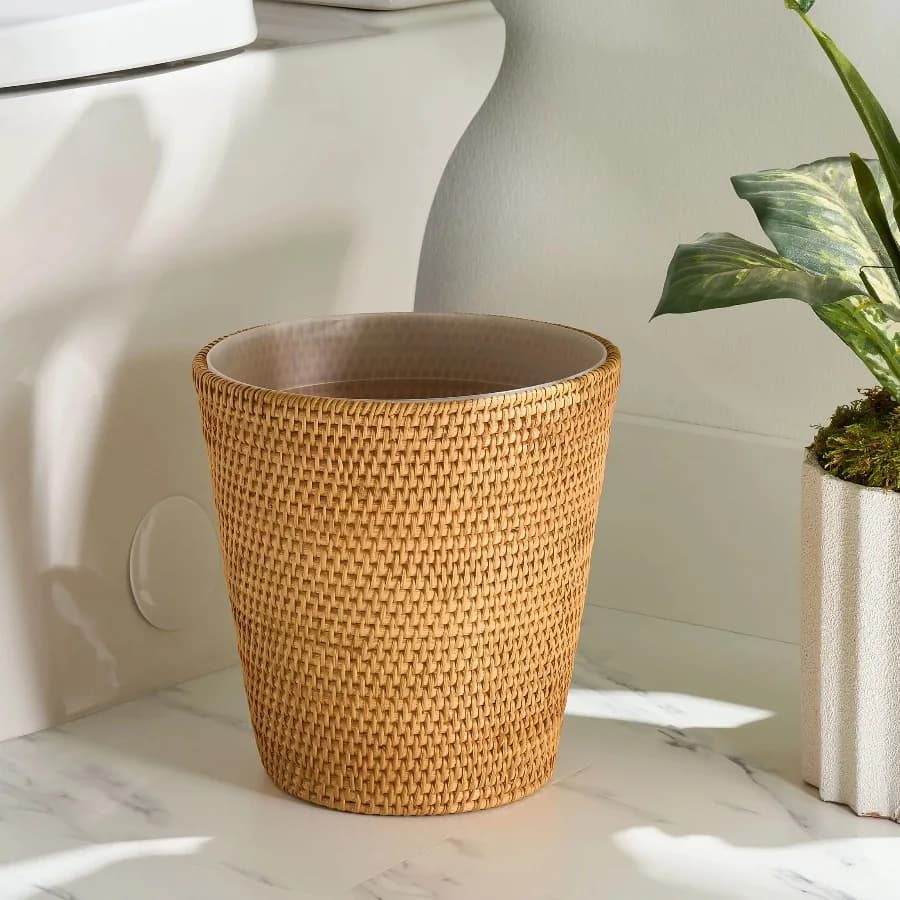 Cestino per Rifiuti in Rattan per Bagno, Contenitore Decorativo in Vimini per Bagno/Ufficio