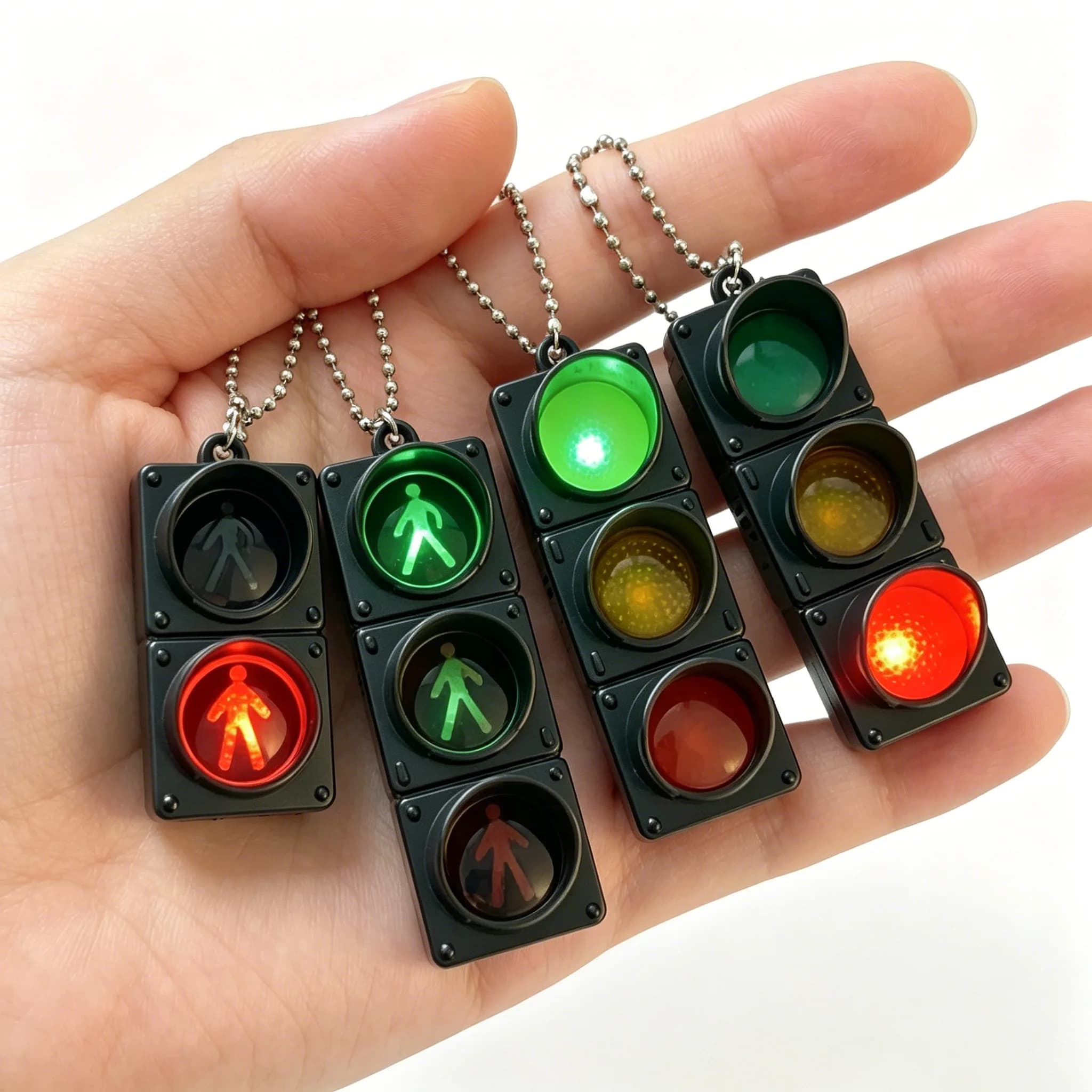 Mini LED Traffic Light Keychain Pendant Simulated Pedestrian Signal Light-Up Toy Creative Bag Charm For Kids Educational Gift