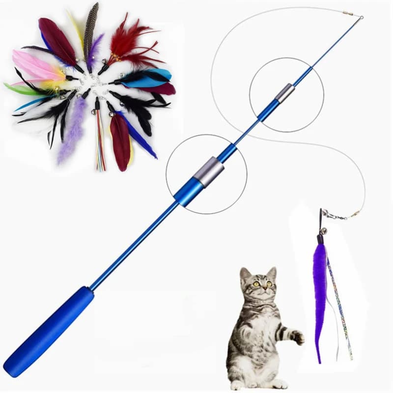 Canna da Pesca Telescopica a Tre Sezioni, Giocattolo per Gatti, Bacchetta per Divertimento e Gioco dei Gattini