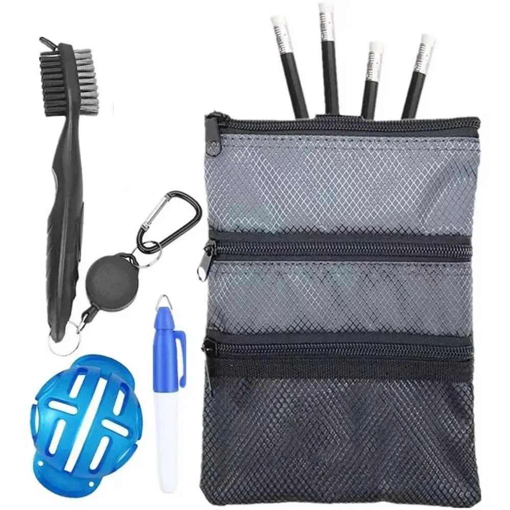 Waterproof Golf Ball Bag Portable Three Layer Golf Accessory Bag Zippered Large Capacity Golf Carrier Golf Players