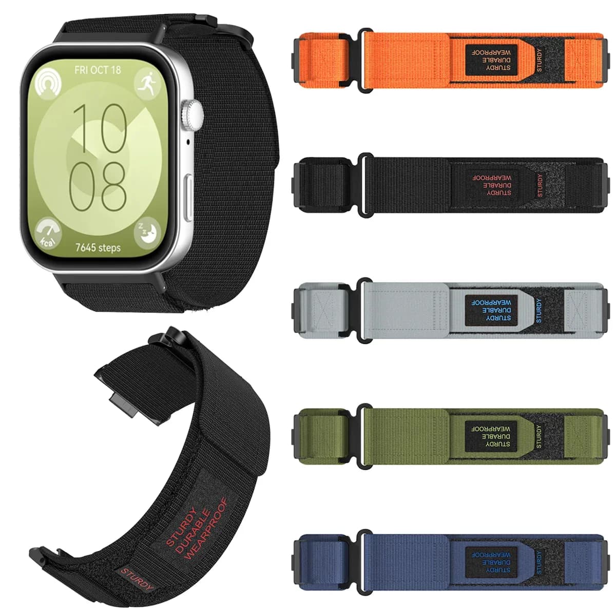 Cinturino di ricambio per cinturino in nylon per Huawei Watch Fit 3 Bracciale sportivo con cinturino intelligente in velcro resistente all'usura