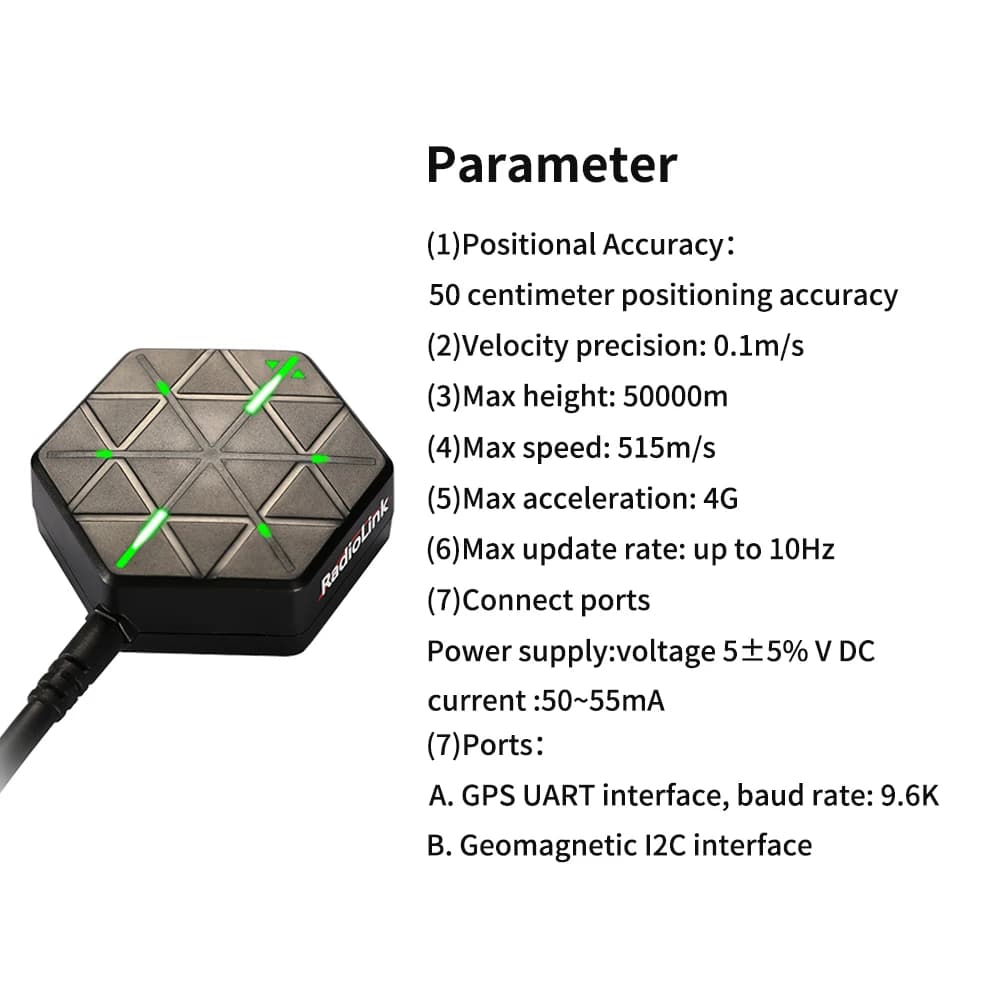 Modulo GPS Radiolink SE100 M10N, GLONASS/BeiDou ad alta precisione per controller di volo drone Pixhawk PX4 APM