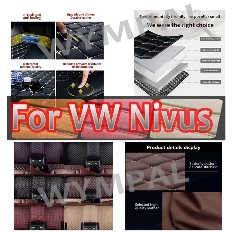 Luxury DropShipping Car Floor Mats For VW Nivus 2018-2022 Center Auto Interior Accessories 100% Fit Leather Rugs Foot Carpets