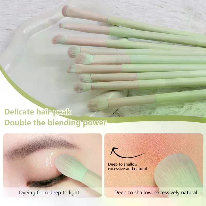 10/12 pezzi pennelli per trucco a forma di mezzaluna set completo di fondotinta in polvere sfusa fard correttore ombretto set professionale