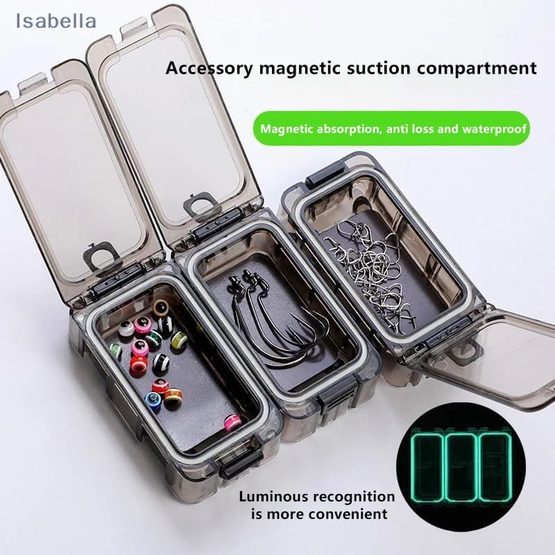 ❤ Waterproof magnetic fishing gear box Light box for bait hook Fishing gear boxes