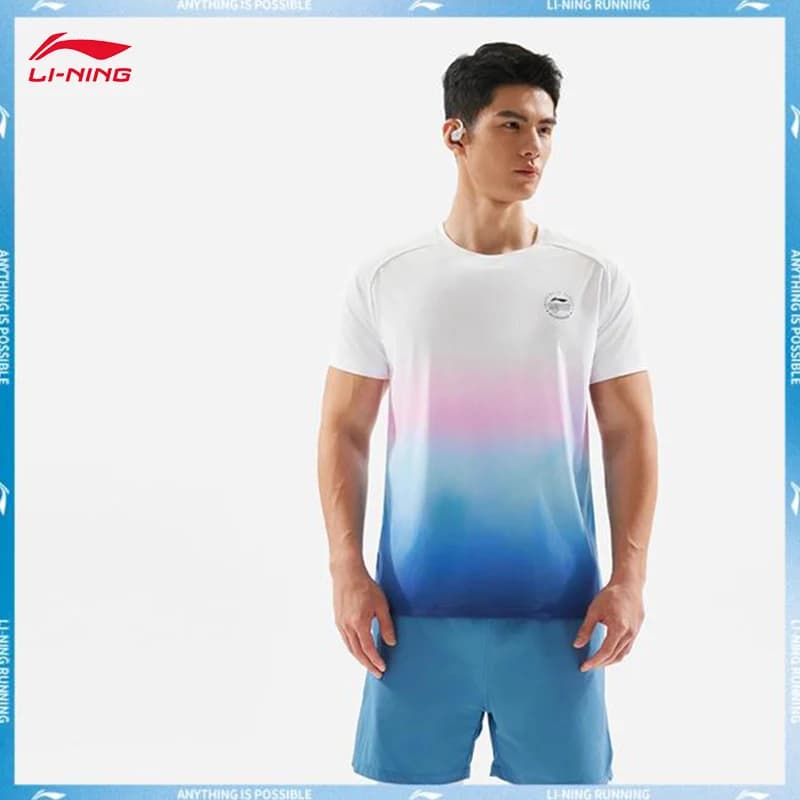 LI-NING Professional Running Series T-shirt sportiva da uomo AT DRY Cool a maniche corte ATSV091