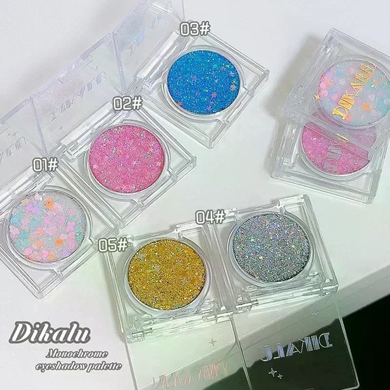 Gel Ombretto Glitterato con Paillettes a Forma di Cuore, Blu, Rosa, Oro, Stelle/Luna, Paillettes Sciolte per Unghie, Colla per Trucco Occhi e Corpo per Feste di Halloween