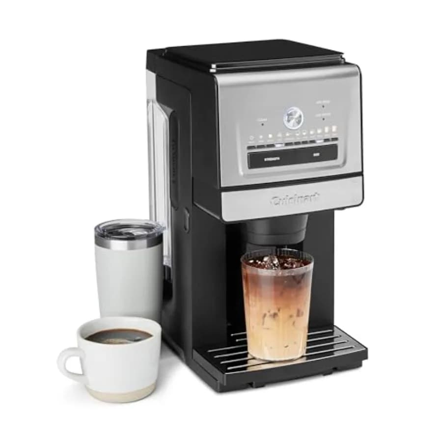 Macchina da caffè per uso domestico, in acciaio inossidabile, nera, con macinacaffè integrato per porzione singola, 6 misure di tazza, intensità regolabile, macinatura conica.