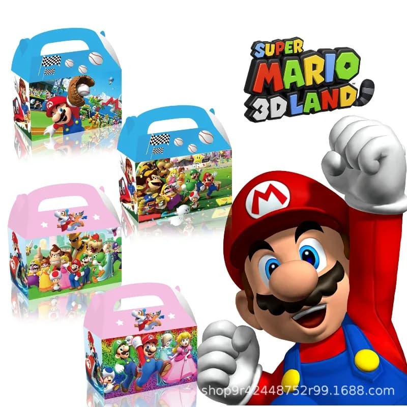 Nuovo Set di 12 Scatole di Carta a Forma di Corno di Super Mario, Decorazioni per Feste di Compleanno per Ragazzi, Porta Caramelle