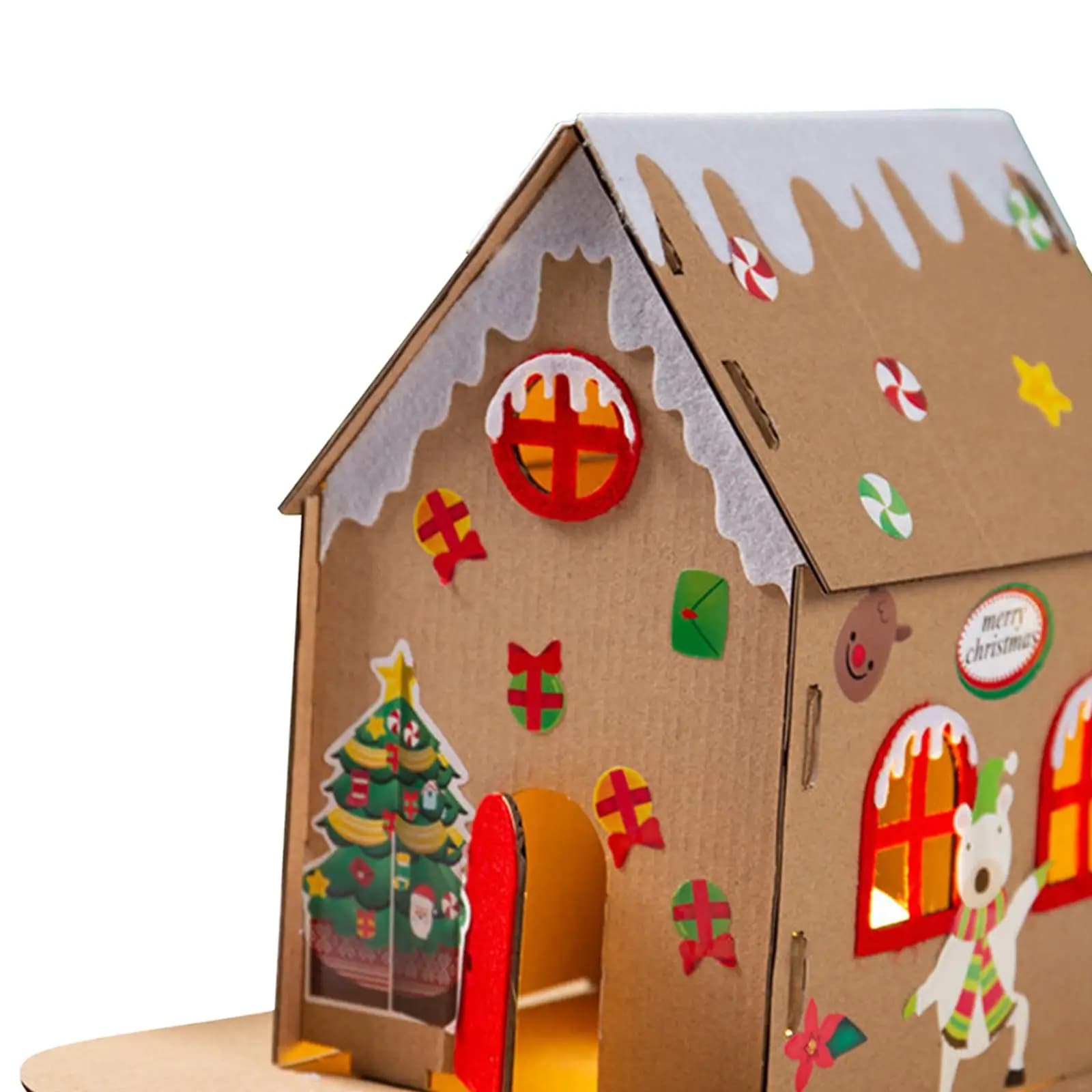Christmas Cardboard House Kits Christmas DIY Kits Unfinished Early Education Toys Handmade Paper Material for Kids Preschool