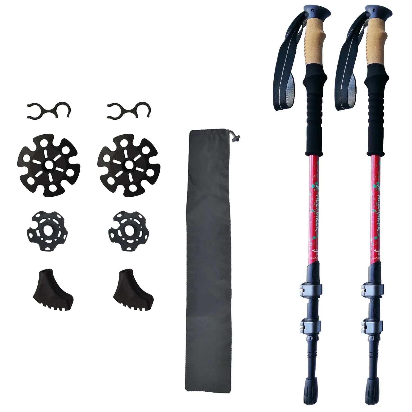 Custom 3-section telescopic folding Aviation Aluminum 6061 tracking walking hiking Sticks Trekking Poles