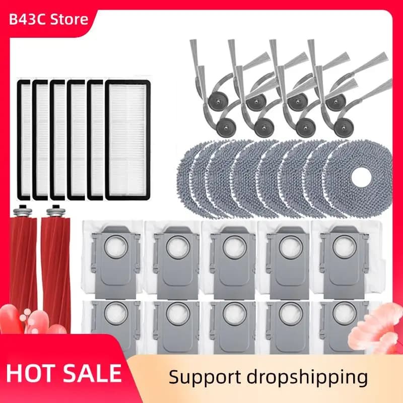 B43C Set di accessori per Roborock Qrevo L/QR 798/QV 35A/QR 598 Aspirapolvere-Spazzola laterale principale Filtro Hepa Mop Sacchetto per la polvere in tessuto