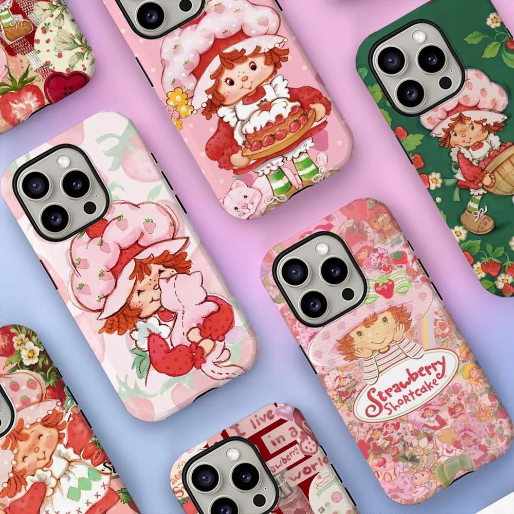 Strawberry Sh-SHortcake Anime Phone Case Film Shell For IPhone 16 15 14 13 12 11 Pro Max Plus