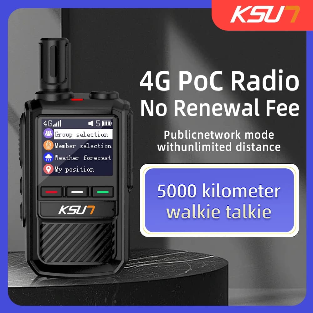 2 Pezzi Walkie Talkie 4G POC con SIM Prepagata, Radio di Rete Globale a Lungo Raggio, Ricetrasmettitore PTT Bidirezionale per Esterni KSUT CT101
