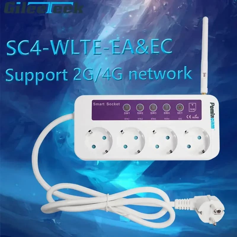 SC4-GSM 4G Telecomando intelligente OFF/ON Interruttore di alimentazione Presa Jack 4 porte CH Presa intelligente 16A SMS Sensore di temperatura opzionale