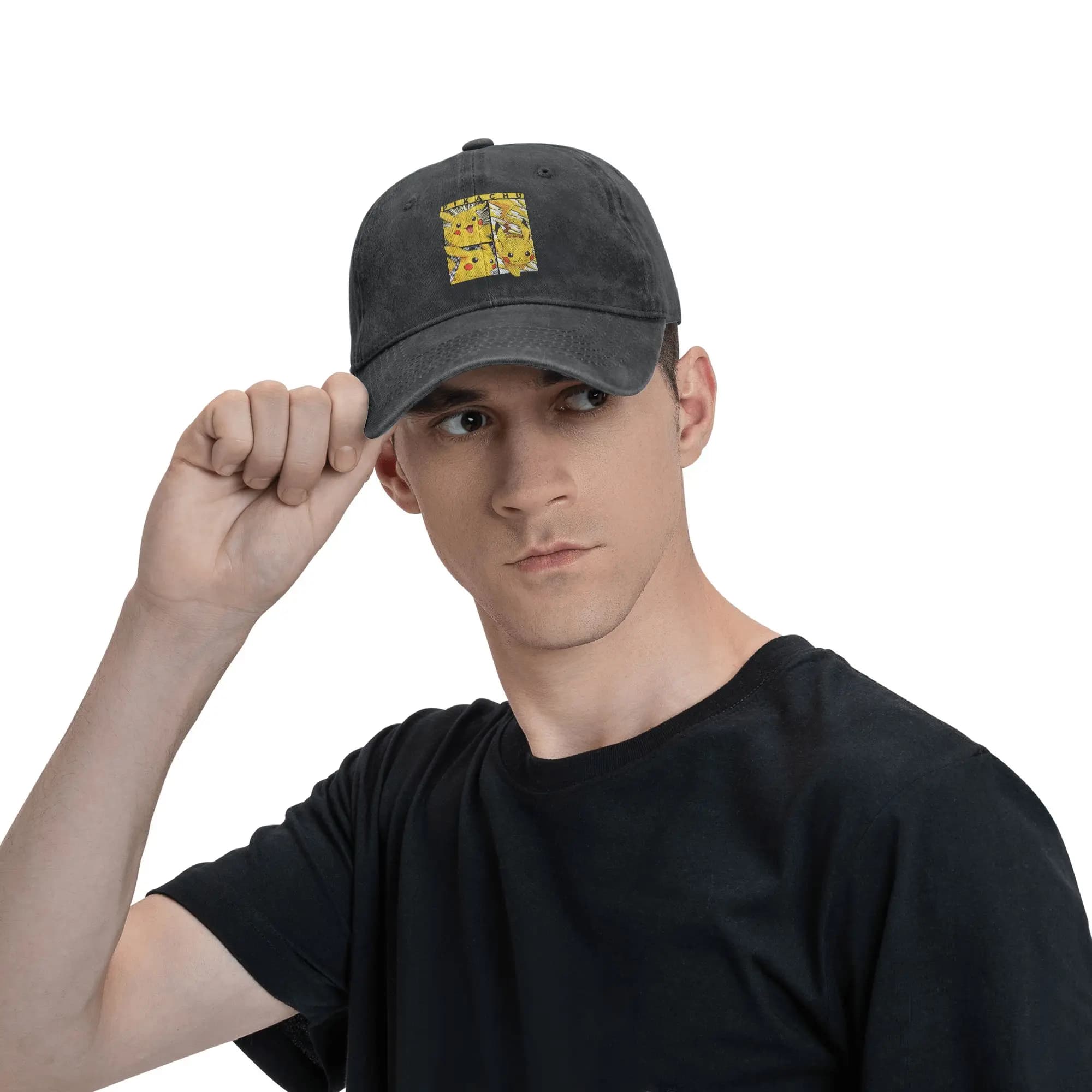 Cappellini da Baseball Pokemon Pikachu, Stile Casual Effetto Invecchiato, Unisex, per Tutte le Stagioni, Morbidi e Non Strutturati