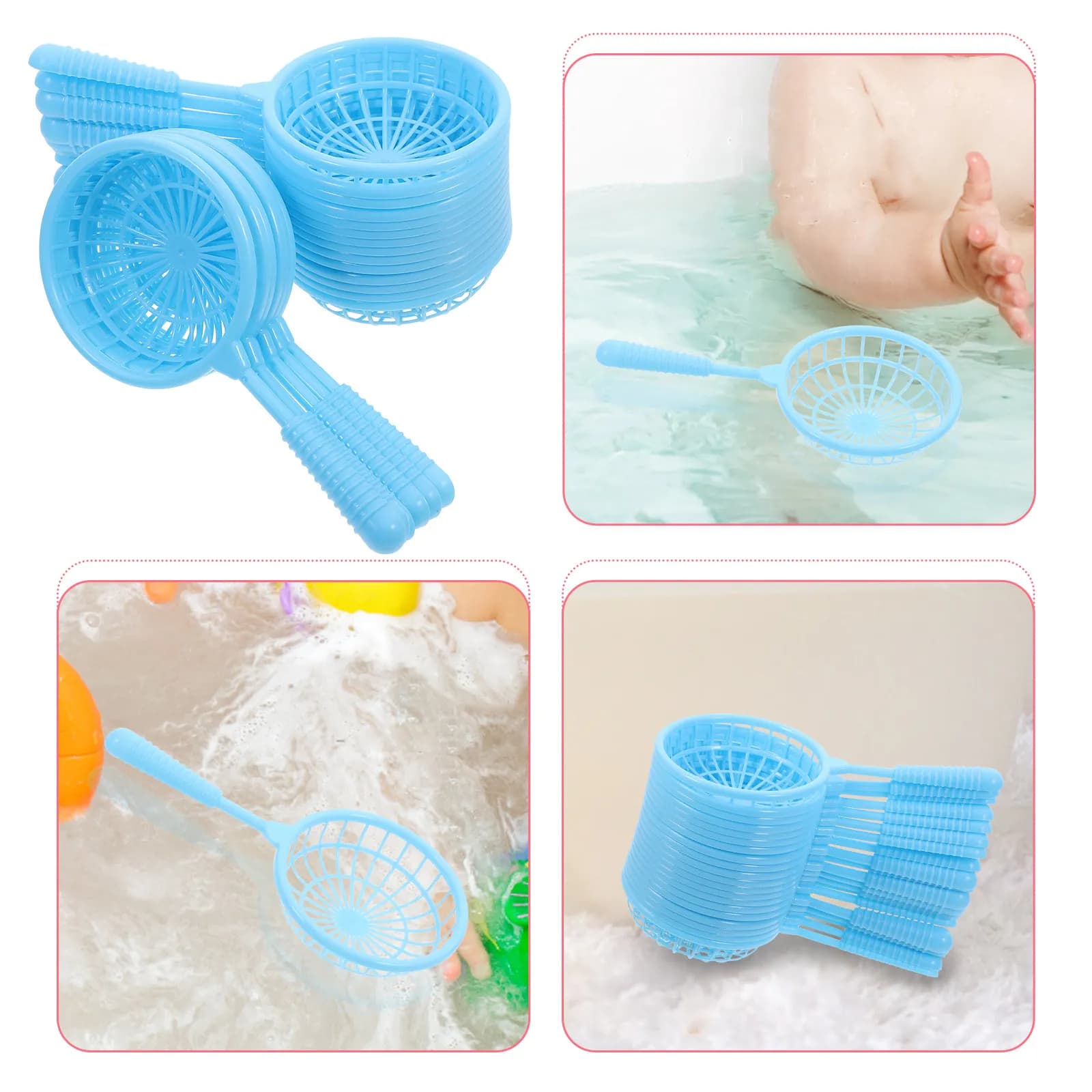 Set di 20 Reti da Pesca per Bambini, Materiale PP Sicuro, Colori Vivaci, per Giochi d'Acqua in Interni ed Esterni, Vasca e Piscina